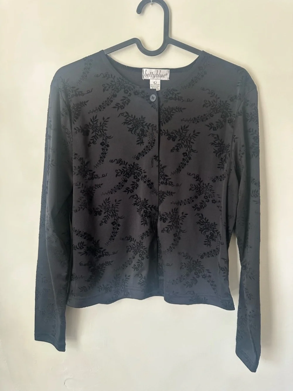 Betty Blue Black Floral-Pattern Button-Front Shirt - Picture 1 of 5